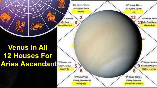 Venus in All 12 Houses For Aries Ascendant Or Lagna In Horoscope