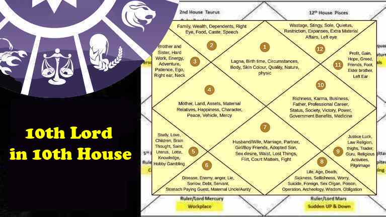 3rd house lord in 10th house astrology