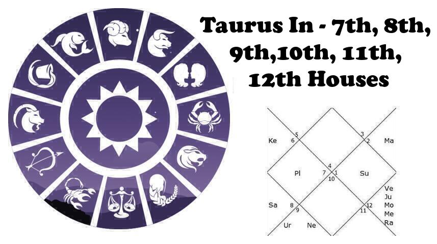 Taurus In - 7th, 8th, 9th,10th, 11th, 12th Houses In Astrology-Horoscope